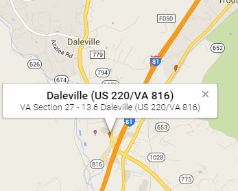 Map showing the location of the Daleville Park and Ride lot.