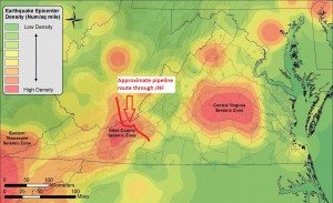 Va earthquake maps with pipeline