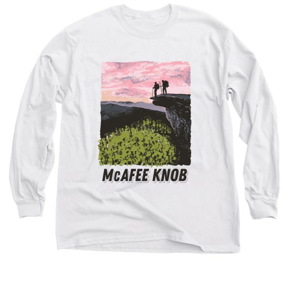 Two T-shirts with an image of McAfee Knob
