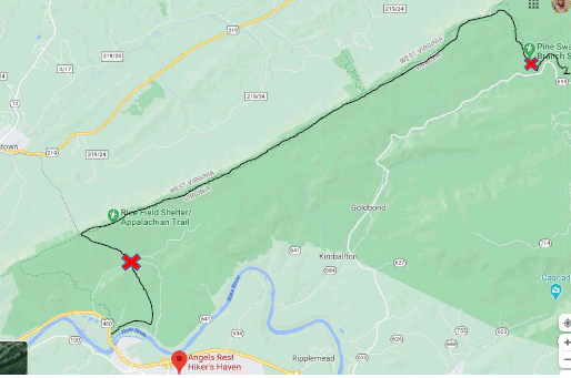 Map showing affected area of the Trail